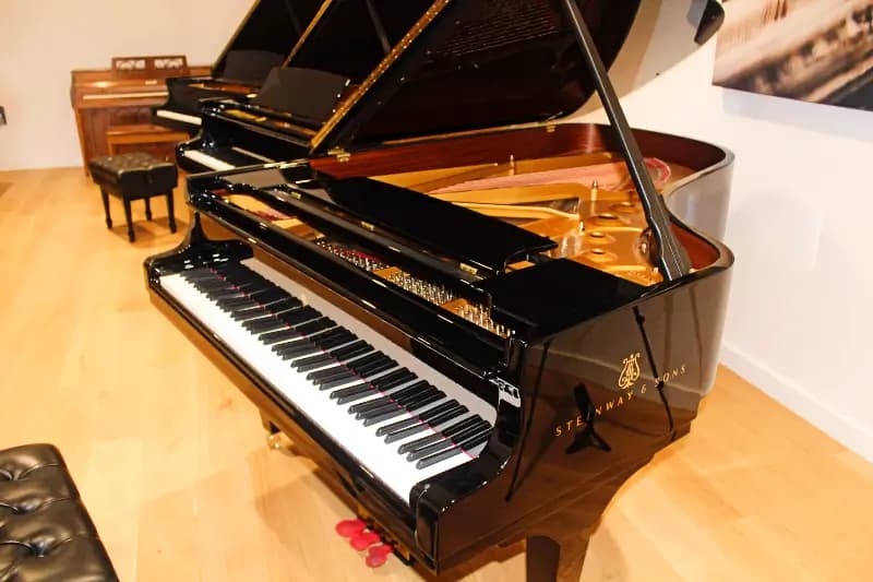 Steinway pianos displayed in the luxurious Scottsdale showroom